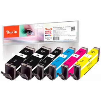 Peach PI100-188 Cartucho de tinta 6 uds. compatible alto (XL) rendimiento negro, cian, magenta, negro fotográfico, amarillo