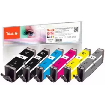 Peach 320525 Cartucho de tinta 6 uds. compatible alto (XL) rendimiento negro, cian