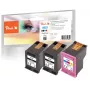 Peach PI300-1046 cartucho de tinta 3 uds. compatible rendimiento estándar negro, cian, magenta, amarillo