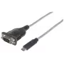 Manhattan Convertidor USB-C a serie, conector macho a conector macho, USB-C a serie/RS232/COM/DB9, chipset Prolific PL-2303RA-C, cable 45 cm, plata/negro, bolsa de plástico