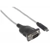 Manhattan Convertidor USB-C a serie, conector macho a conector macho, USB-C a serie/RS232/COM/DB9, chipset Prolific PL-2303RA-C, cable 45 cm, plata/negro, bolsa de plástico