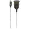 Manhattan Convertidor USB-C a serie, conector macho a conector macho, USB-C a serie/RS232/COM/DB9, chipset Prolific PL-2303RA-C, cable 45 cm, plata/negro, bolsa de plástico