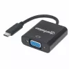 Manhattan Cable convertidor USB-C a VGA, 1080p@60Hz, negro, 8 cm, conector macho a conector hembra, garantía de por vida, equivalente a CDP2HD