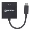 Manhattan Cable convertidor USB-C a VGA, 1080p@60Hz, negro, 8 cm, conector macho a conector hembra, garantía de por vida, equivalente a CDP2HD