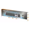 Manhattan Receptor nano USB-A individual para teclado inalámbrico de tamaño completo y ratón óptico ambidiestro de tres botones con rueda de desplazamiento, 1200 dpi, plata/negro
