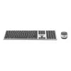 Manhattan Receptor nano USB-A individual para teclado inalámbrico de tamaño completo y ratón óptico ambidiestro de tres botones con rueda de desplazamiento, 1200 dpi, plata/negro