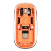 Manhattan Ratón inalámbrico recargable transparente, transparente/naranja, ajustable 800/1200/1600 dpi, con iluminación LED RGB, 2,4 GHz (alcance de hasta 10 m), USB, óptico, ambidiestro, cuatro botones con rueda de desplazamiento, diseño delgado, microreceptor USB-A, batería de ion-litio