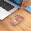 Manhattan Ratón inalámbrico recargable transparente, transparente/naranja, ajustable 800/1200/1600 dpi, con iluminación LED RGB, 2,4 GHz (alcance de hasta 10 m), USB, óptico, ambidiestro, cuatro botones con rueda de desplazamiento, diseño delgado, microreceptor USB-A, batería de ion-litio