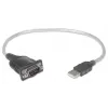 Manhattan Cable convertidor USB-A a serie, 45 cm, conector macho a conector macho, serie/RS232/COM/DB9, chipset Prolific PL-2303RA, cable negro/plata, tres años de garantía, equivalente a ICUSB232V2
