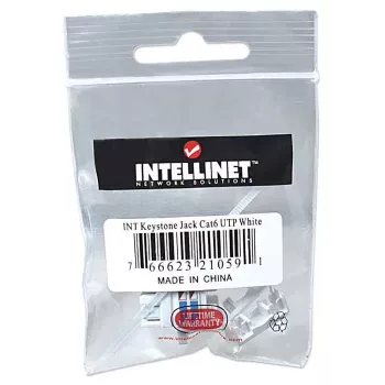 Intellinet Jack Keystone, Cat6, UTP, LSA, blanco, plano, blanco, RJ-45, conector hembra, 22/26, Cat6