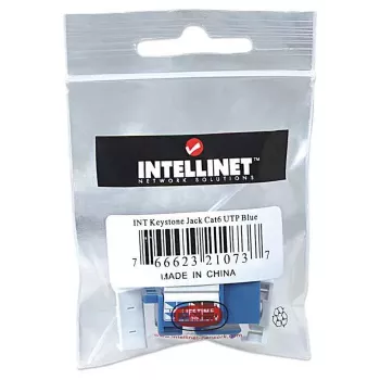 Intellinet Conector hembra Keystone, Cat6, UTP, LSA, azul, plano, azul, RJ-45, conector hembra, 22/26, Cat6