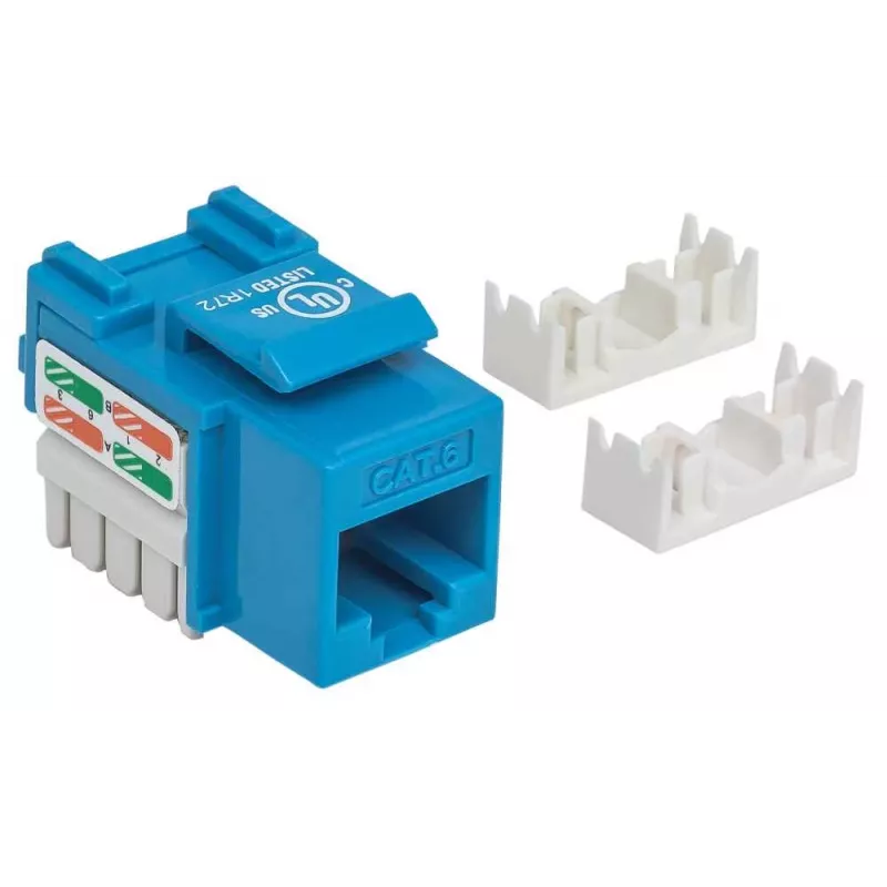 Intellinet Conector hembra Keystone, Cat6, UTP, LSA, azul, plano, azul, RJ-45, conector hembra, 22/26, Cat6