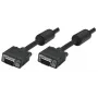 Manhattan Cable de monitor VGA (con núcleos de ferrita), 10 m, negro, conector macho a conector macho, HD15, cable con especificación SVGA superior (totalmente compatible), el apantallamiento con núcleos de ferrita ayuda a minimizar las interferencias electromagnéticas y mejorar la transmisión de vídeo, garantía de por vida