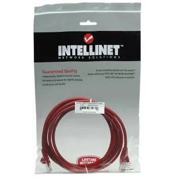 Intellinet Cable de red patch, Cat5e, 5 m, rojo, CCA, U/UTP, PVC, RJ45, contactos dorados, sin lengüeta, funda antipinzamiento, garantía de por vida