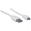 Manhattan Cable USB-A a Micro-USB, 1,8 m, conector macho a conector macho, 480 Mbit/s (USB 2.0), Hi-Speed USB, blanco, garantía de por vida