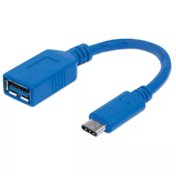 Cable Manhattan USB-C a USB-A, 15 cm, conector macho a conector hembra, 5 Gbit/s (USB 3.2 Gen1, también conocido como USB 3.0), 3A (carga rápida), SuperSpeed USB, azul, garantía de por vida, compatible con USB31CAADP (excepto color)