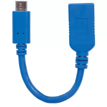 Cable Manhattan USB-C a USB-A, 15 cm, conector macho a conector hembra, 5 Gbit/s (USB 3.2 Gen1, también conocido como USB 3.0), 3A (carga rápida), SuperSpeed USB, azul, garantía de por vida, compatible con USB31CAADP (excepto color)