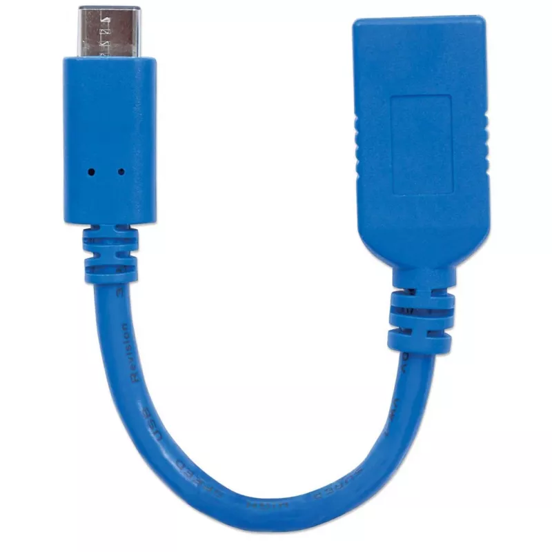 Cable Manhattan USB-C a USB-A, 15 cm, conector macho a conector hembra, 5 Gbit/s (USB 3.2 Gen1, también conocido como USB 3.0), 3A (carga rápida), SuperSpeed USB, azul, garantía de por vida, compatible con USB31CAADP (excepto color)