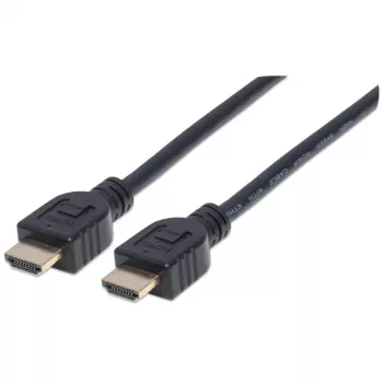 Manhattan Cable HDMI 4K@60Hz con Ethernet - certificado CL3, 5 m, apto para instalación en pared, para todas las aplicaciones 4K y 1080p/HD – actualiza ahora o prepárate para futuras necesidades, conector macho a conector macho, negro, Ultra HD 4K x 2K, garantía de por vida, Premium High Speed