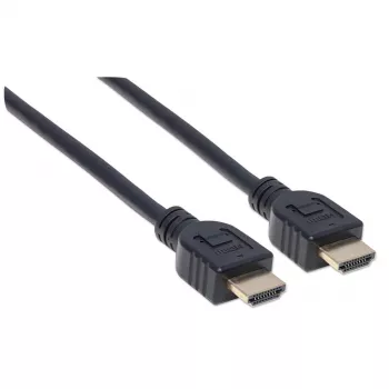 Manhattan Cable HDMI 4K@60Hz con Ethernet - certificado CL3, 5 m, apto para instalación en pared, para todas las aplicaciones 4K y 1080p/HD – actualiza ahora o prepárate para futuras necesidades, conector macho a conector macho, negro, Ultra HD 4K x 2K, garantía de por vida, Premium High Speed
