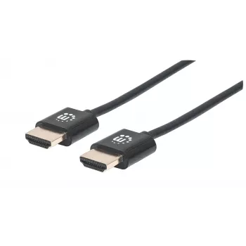 Manhattan Cable HDMI con Ethernet (ultrafino), 4K@60Hz (Premium High Speed), 1 m, conector macho a conector macho, negro, Ultra HD 4K x 2K, totalmente apantallado, contactos con baño de oro, garantía de por vida