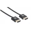 Manhattan Cable HDMI con Ethernet (ultrafino), 4K@60Hz (Premium High Speed), 1 m, conector macho a conector macho, negro, Ultra HD 4K x 2K, totalmente apantallado, contactos con baño de oro, garantía de por vida