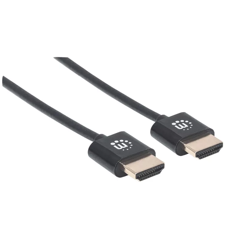 Manhattan Cable HDMI con Ethernet (ultrafino), 4K@60Hz (Premium High Speed), 1 m, conector macho a conector macho, negro, Ultra HD 4K x 2K, totalmente apantallado, contactos con baño de oro, garantía de por vida