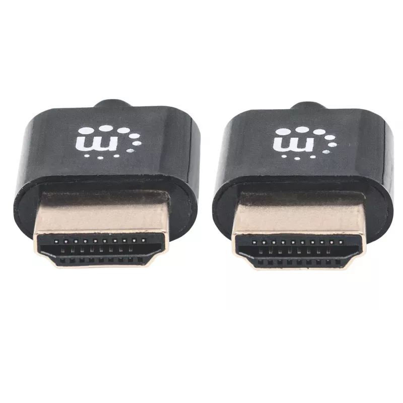 Manhattan Cable HDMI con Ethernet (ultrafino), 4K@60Hz (Premium High Speed), 1 m, conector macho a conector macho, negro, Ultra HD 4K x 2K, totalmente apantallado, contactos con baño de oro, garantía de por vida