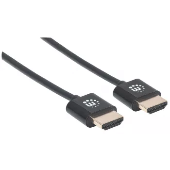 Manhattan Cable HDMI con Ethernet (ultrafino), 4K@60Hz (Premium High Speed), 1,8 m, conector macho a conector macho, negro, Ultra HD 4K x 2K, totalmente apantallado, contactos con baño de oro, garantía de por vida