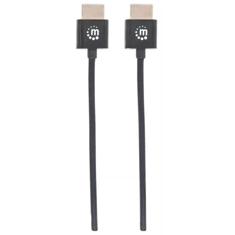 Manhattan Cable HDMI con Ethernet (ultrafino), 4K@60Hz (Premium High Speed), 1,8 m, conector macho a conector macho, negro, Ultra HD 4K x 2K, totalmente apantallado, contactos con baño de oro, garantía de por vida