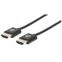 Manhattan Cable HDMI con Ethernet (ultrafino), 4K@60Hz (Premium High Speed), 3 m, conector macho a conector macho, negro, Ultra HD 4K x 2K, totalmente apantallado, contactos con baño de oro, garantía de por vida