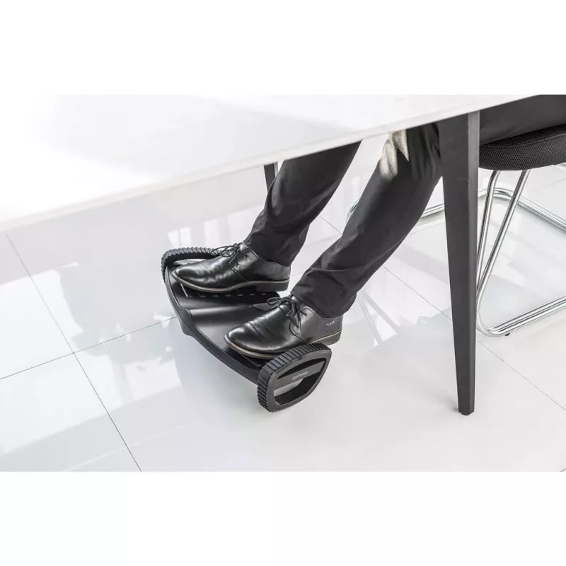 Manhattan Reposapiés/balancín, mejora del confort y la productividad bajo el escritorio, dos movimientos de balancín, 277 x 502 mm, superficie texturizada, negro, garantía de por vida