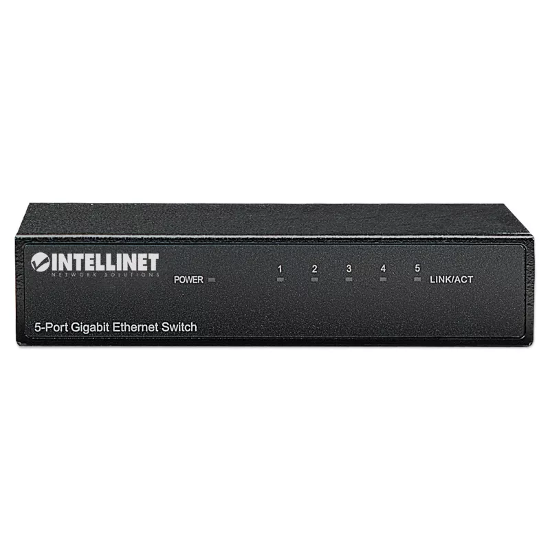 Intellinet Switch Gigabit Ethernet de 5 puertos, tamaño de sobremesa, carcasa de metal, IEEE 802.3az (Energy Efficient Ethernet)