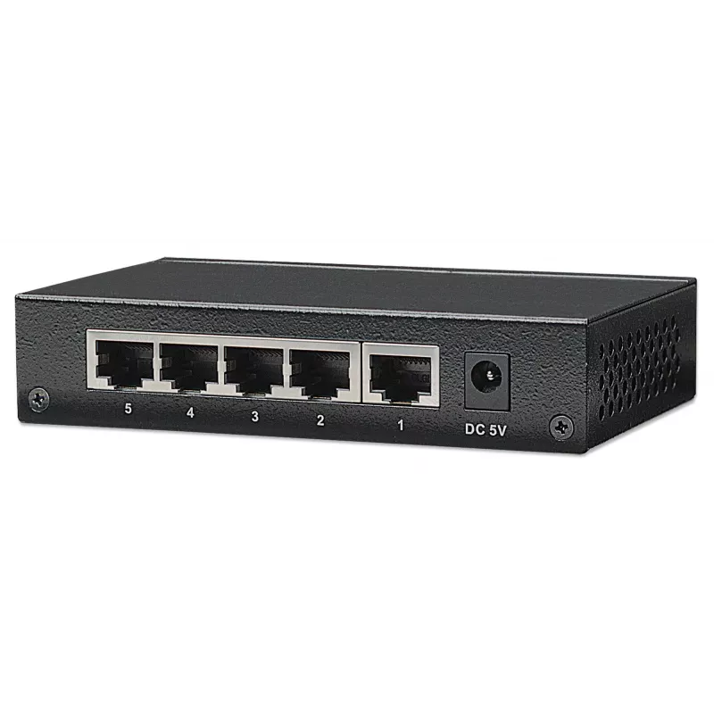 Intellinet Switch Gigabit Ethernet de 5 puertos, tamaño de sobremesa, carcasa de metal, IEEE 802.3az (Energy Efficient Ethernet)