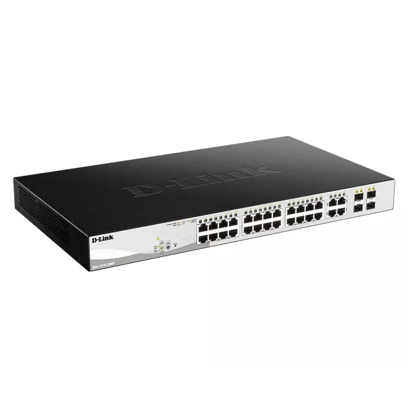 D-Link Switch gestionado Smart de 28 puertos Gigabit PoE con 4 puertos combo