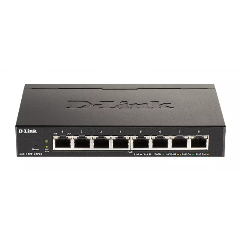 D-Link Switch gestionado Smart de 8 puertos PoE Gigabit, Gestionado, L2/L3, Gigabit Ethernet (10/100/1000), Dúplex completo, Power over Ethernet (PoE)