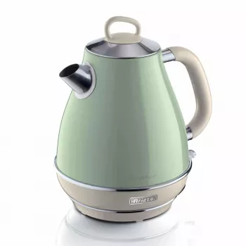 Ariete 2869 Hervidor de agua Vintage, acero inoxidable, 1,7 l, apagado automático, 2000 W, para agua, té e infusiones de hierbas, verde pastel