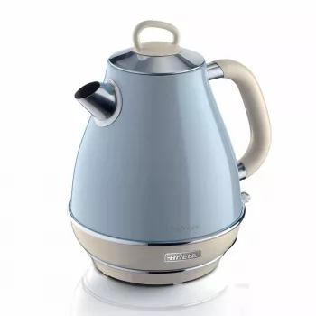 Ariete 2869 Hervidor de agua Vintage, acero inoxidable, 1,7 L, apagado automático, 2000 W, para agua, té e infusiones de hierbas, azul pastel