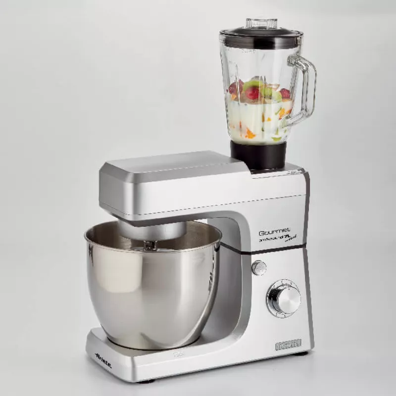 Ariete 1598 Gourmet Professional 7L Metal - Batidora planetaria con mezclador - bol de acero inoxidable - 7 L - jarra de vidrio - 1200 vatios - 6 velocidades