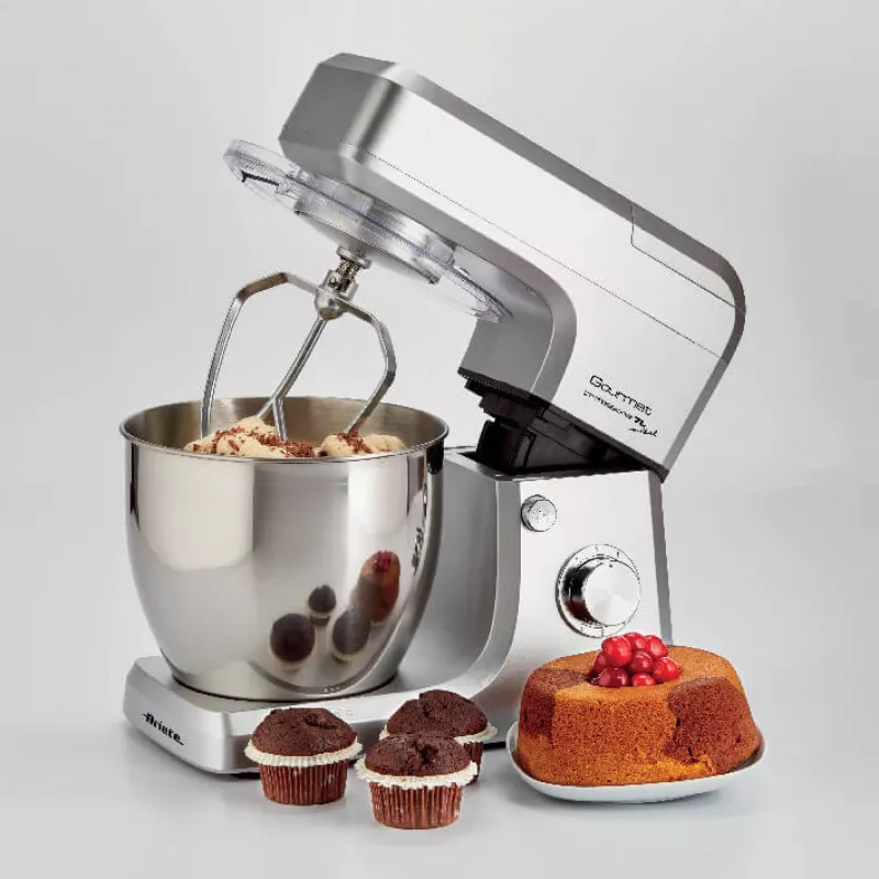 Ariete 1598 Gourmet Professional 7L Metal - Batidora planetaria con mezclador - bol de acero inoxidable - 7 L - jarra de vidrio - 1200 vatios - 6 velocidades