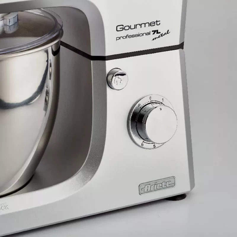 Ariete 1598 Gourmet Professional 7L Metal - Batidora planetaria con mezclador - bol de acero inoxidable - 7 L - jarra de vidrio - 1200 vatios - 6 velocidades