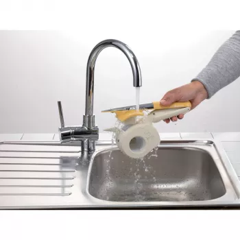 Ariete 457 Gratì Waterproof – Rallador eléctrico resistente al agua – Inalámbrico – Lavable bajo el grifo – 2 rodillos de acero inoxidable – blanco y amarillo