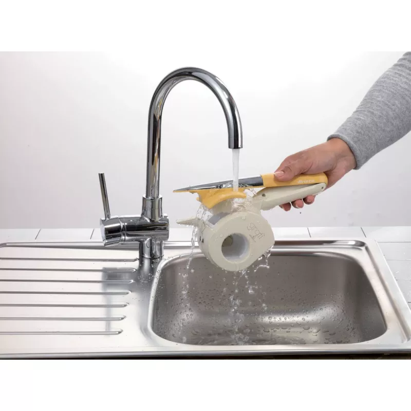 Ariete 457 Gratì Waterproof – Rallador eléctrico resistente al agua – Inalámbrico – Lavable bajo el grifo – 2 rodillos de acero inoxidable – blanco y amarillo