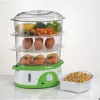 Ariete 911 Healthy Steam - Vaporera eléctrica - 3 cestas - Recipiente para arroz - Temporizador 60 min. - 800 vatios - 9 litros - blanco y verde