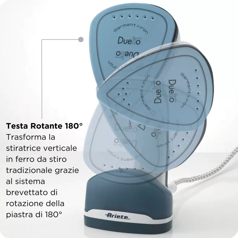 Ariete 6246 Duetto Plancha para ropa - Plancha vertical y plancha con suela cerámica antiadherente - 1000 vatios - blanco y azul