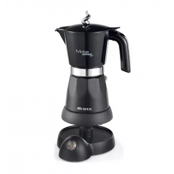 Ariete 1368 Moka Aroma, Cafetera moka eléctrica, 4/6 tazas, 480 W, apagado automático, mantiene la temperatura a 30 grados, negro