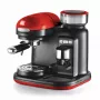 Ariete 1318 Moderna Cafetera espresso con molinillo de café integrado, para granos de café y café molido, espumador de leche Cappuccinatore, filtro para 1 y 2 tazas, 1080 W, 800 ml, rojo