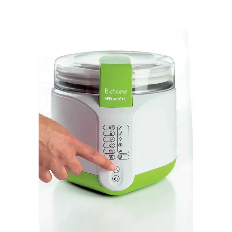 Ariete 615 B-Cheese Máquina para queso y yogur, 6 programas preestablecidos, cesta antiadherente extraíble, apta para veganos y personas con intolerancias alimentarias, amplio recetario, 500 W, blanco/verde