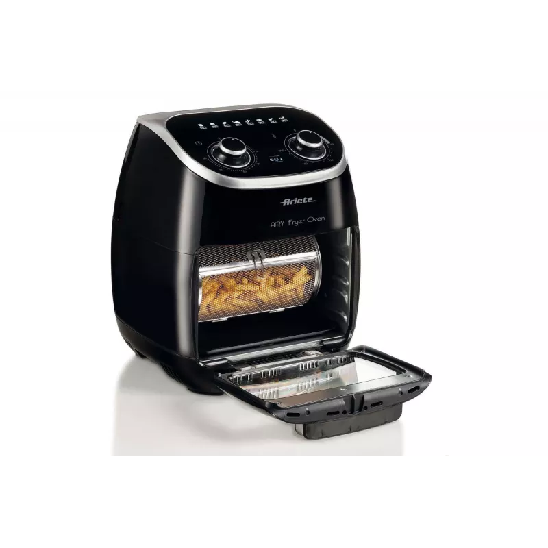 Ariete 4619 Airy Fryer Horno – Freidora de aire y horno eléctrico con asador giratorio – Cesta giratoria – Deshidratador – 2000 vatios – 11 litros – acero