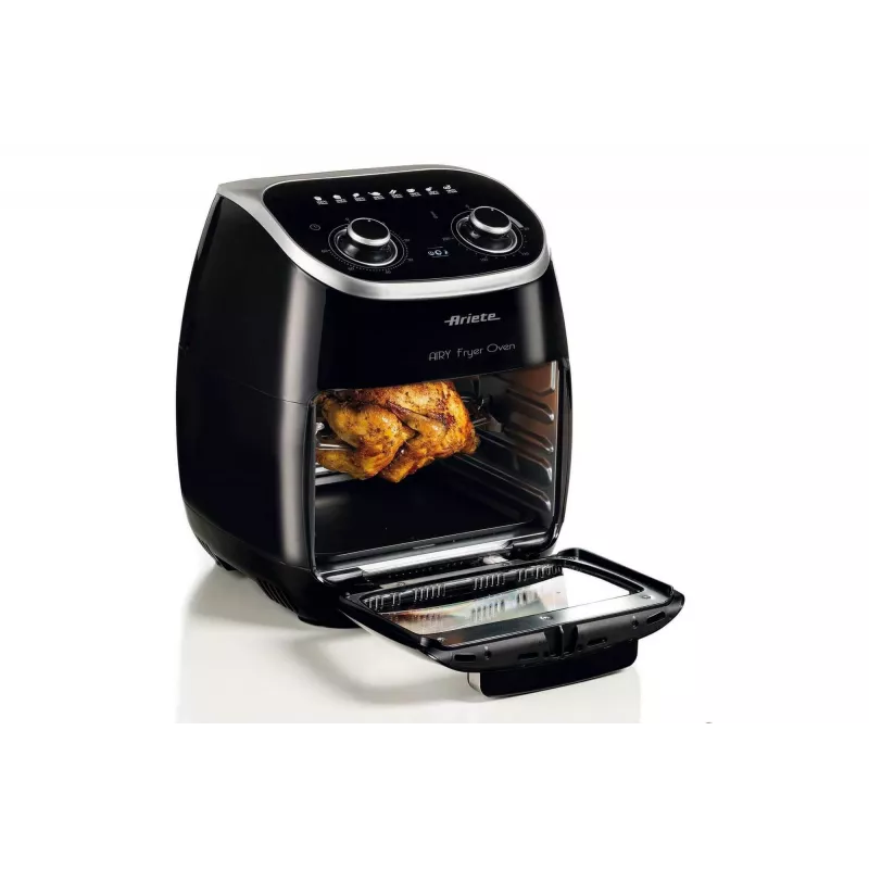 Ariete 4619 Airy Fryer Horno – Freidora de aire y horno eléctrico con asador giratorio – Cesta giratoria – Deshidratador – 2000 vatios – 11 litros – acero